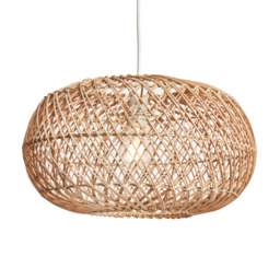 Kyle 42cm Oval Rattan Easyfit Shade, Natural - thumbnail 1