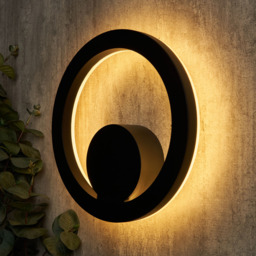 Sergio Outdoor LED Circular Wall Light, Black - thumbnail 3