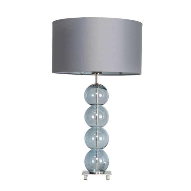 Metro Ball Stacked Table Lamp with Blue Glass Base, Nickel - image 1