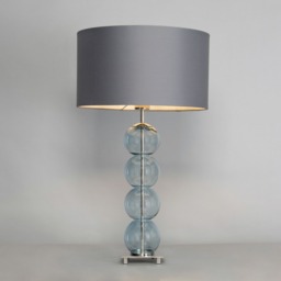 Metro Ball Stacked Table Lamp with Blue Glass Base, Nickel - thumbnail 4