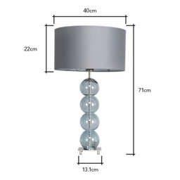 Metro Ball Stacked Table Lamp with Blue Glass Base, Nickel - thumbnail 8
