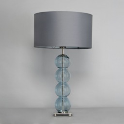 Metro Ball Stacked Table Lamp with Blue Glass Base, Nickel - thumbnail 5