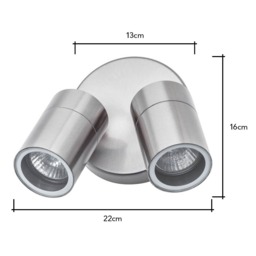 Jared Twin Outdoor Wall Light, Stainless Steel - thumbnail 8