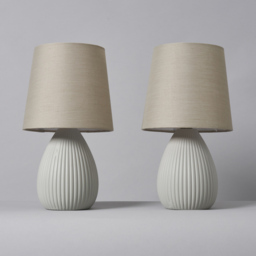 2 Pack of Freya Teardrop Ceramic Table Lamps, Light Grey - thumbnail 5