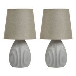 2 Pack of Freya Teardrop Ceramic Table Lamps, Light Grey - thumbnail 7