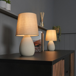 2 Pack of Freya Teardrop Ceramic Table Lamps, Light Grey - thumbnail 3
