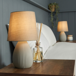2 Pack of Freya Teardrop Ceramic Table Lamps, Light Grey - thumbnail 9
