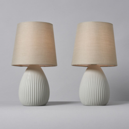 2 Pack of Freya Teardrop Ceramic Table Lamps, Light Grey - thumbnail 4
