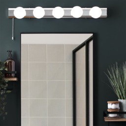 Lara Hollywood Style Bathroom Wall Light, Chrome - thumbnail 3