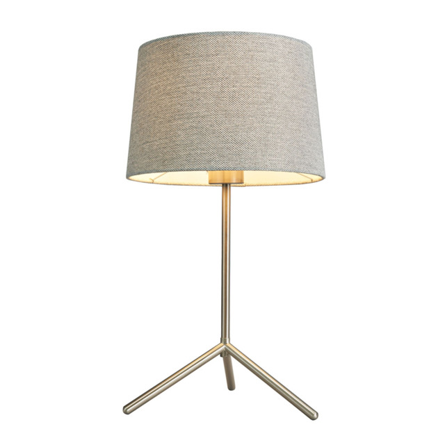 Stassy Tripod Feet Table Lamp with Grey Shade, Satin Nickel - image 1