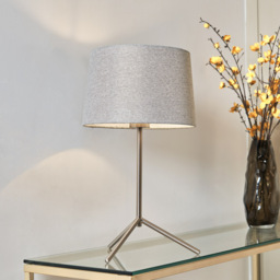 Stassy Tripod Feet Table Lamp with Grey Shade, Satin Nickel - thumbnail 9