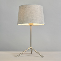 Stassy Tripod Feet Table Lamp with Grey Shade, Satin Nickel - thumbnail 4