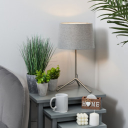 Stassy Tripod Feet Table Lamp with Grey Shade, Satin Nickel - thumbnail 8