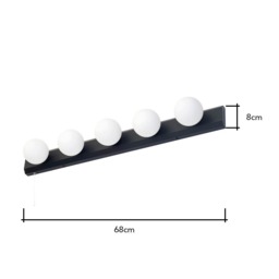 Lara Hollywood Style Bathroom Wall Light, Matte Black - thumbnail 8