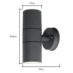 Roy Outdoor Up & Down Wall Light with Tempered Glass, Anthracite - thumbnail 7