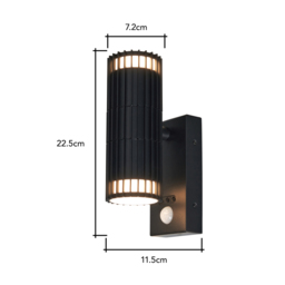 Zeb Outdoor Up and Down Wall Light with PIR Sensor, Black - thumbnail 7