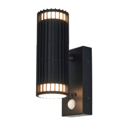 Zeb Outdoor Up and Down Wall Light with PIR Sensor, Black - thumbnail 1