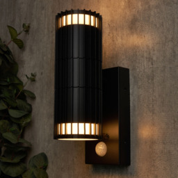 Zeb Outdoor Up and Down Wall Light with PIR Sensor, Black - thumbnail 3