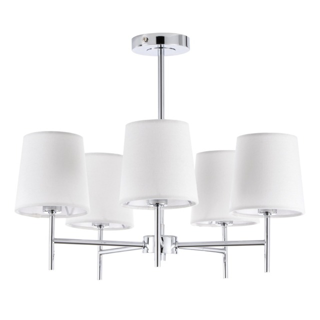Mira Semi Flush Ceiling Light with Natural Shades, Chrome - image 1