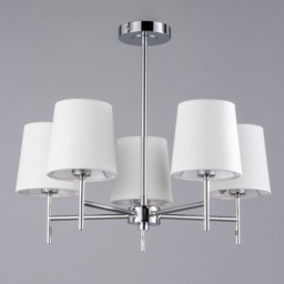 Mira Semi Flush Ceiling Light with Natural Shades, Chrome - thumbnail 5