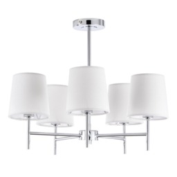 Mira Semi Flush Ceiling Light with Natural Shades, Chrome - thumbnail 1
