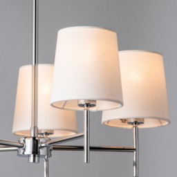 Mira Semi Flush Ceiling Light with Natural Shades, Chrome - thumbnail 6