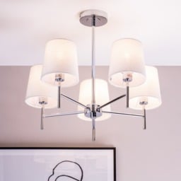 Mira Semi Flush Ceiling Light with Natural Shades, Chrome - thumbnail 3