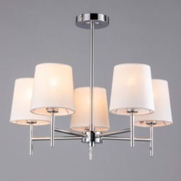 Mira Semi Flush Ceiling Light with Natural Shades, Chrome - thumbnail 4