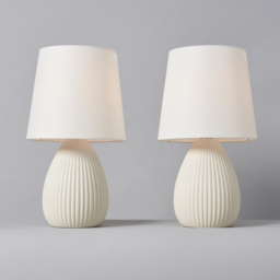 2 Pack of Freya Teardrop Ceramic Table Lamps, Cream - thumbnail 4