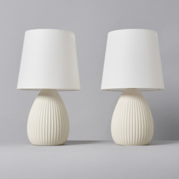 2 Pack of Freya Teardrop Ceramic Table Lamps, Cream - thumbnail 5
