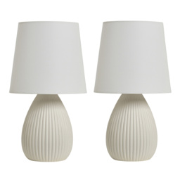 2 Pack of Freya Teardrop Ceramic Table Lamps, Cream - thumbnail 7