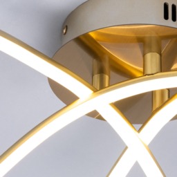 Aalto Cross Arms LED Flush Ceiling Light, Satin Brass - thumbnail 6
