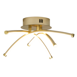 Aalto Cross Arms LED Flush Ceiling Light, Satin Brass - thumbnail 1
