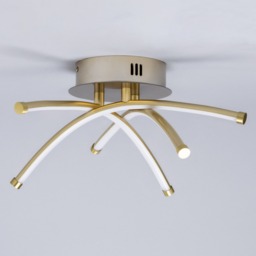 Aalto Cross Arms LED Flush Ceiling Light, Satin Brass - thumbnail 5
