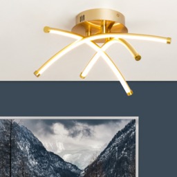 Aalto Cross Arms LED Flush Ceiling Light, Satin Brass - thumbnail 3