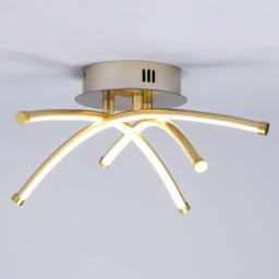 Aalto Cross Arms LED Flush Ceiling Light, Satin Brass - thumbnail 4