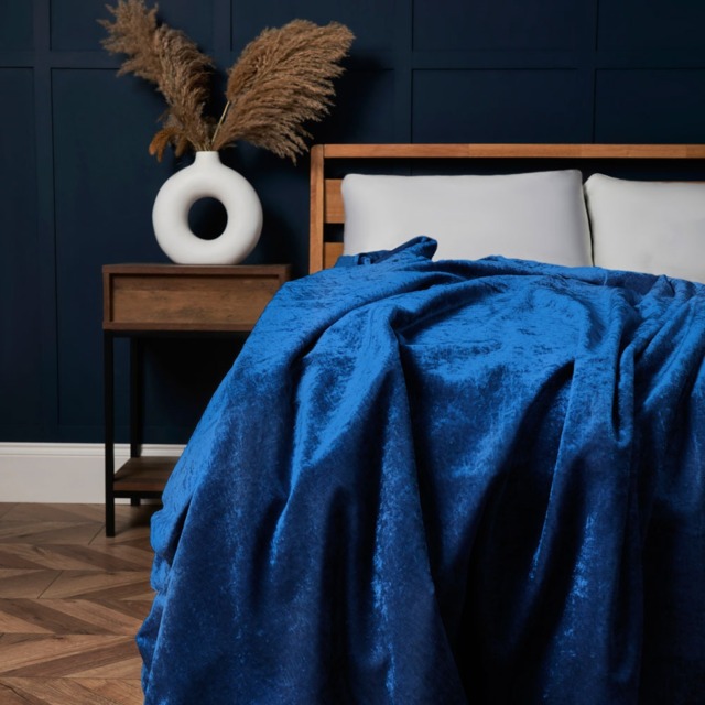 Crushed Velvet Throw, Navy - image 1