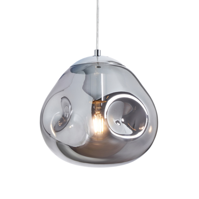 Wilder Ceiling Pendant Light with Smoked Glass Shade, Chrome - image 1