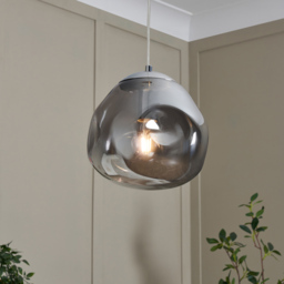 Wilder Ceiling Pendant Light with Smoked Glass Shade, Chrome - thumbnail 3