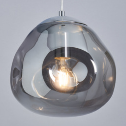Wilder Ceiling Pendant Light with Smoked Glass Shade, Chrome - thumbnail 4