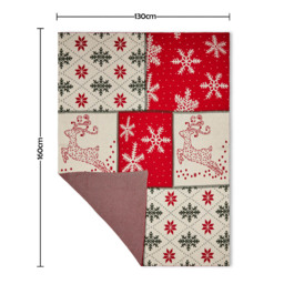 Christmas Patchwork Throw, Red - thumbnail 6