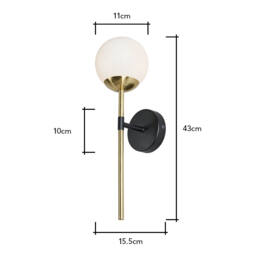 Sadie Bathroom Wall Light, Black and Brass - thumbnail 9