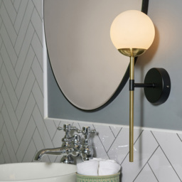 Sadie Bathroom Wall Light, Black and Brass - thumbnail 3