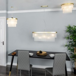 Aubrey Tiered Flush Ceiling Light, Brass - thumbnail 9