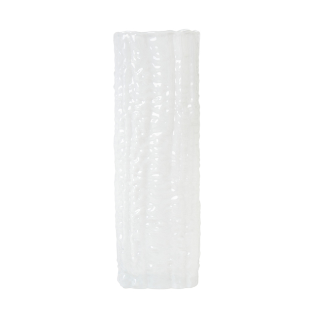Large Square Milky Mottled Glass Vase, White - image 1