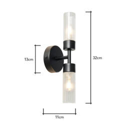 Kier Bathroom Wall Light, Black - thumbnail 9