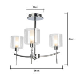 Ramona Semi Flush Bathroom Ceiling Light, Chrome - thumbnail 9