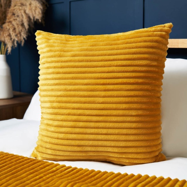 Luxury Ribbon Velvet Cushion, Ochre - image 1