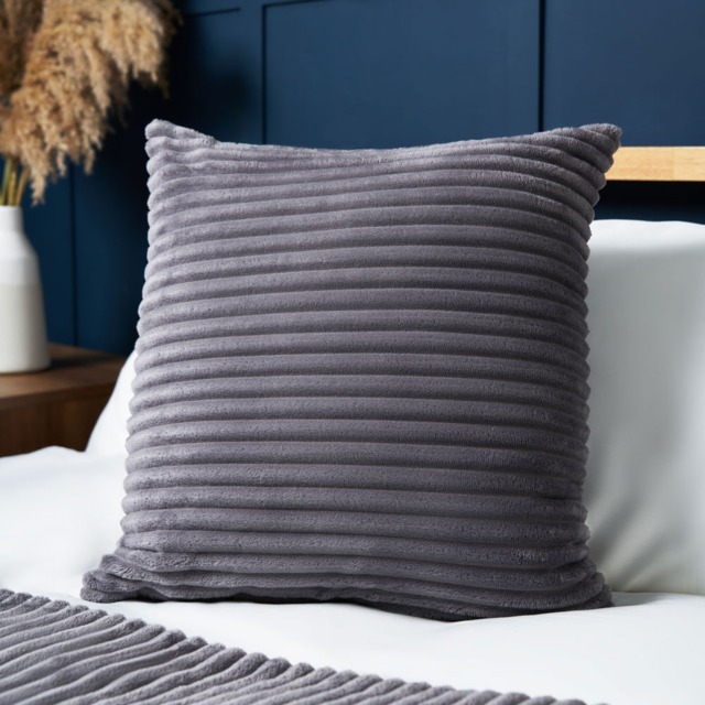 Luxury Ribbon Velvet Cushion, Grey - image 1