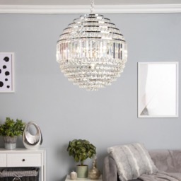 Paladina Large Ball Ceiling Pendant, Chrome - thumbnail 8